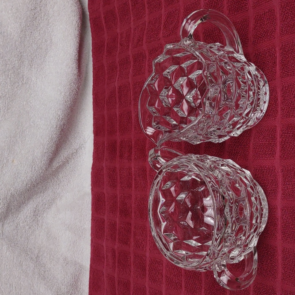Vintage Fostoria sugar bowl and creamer